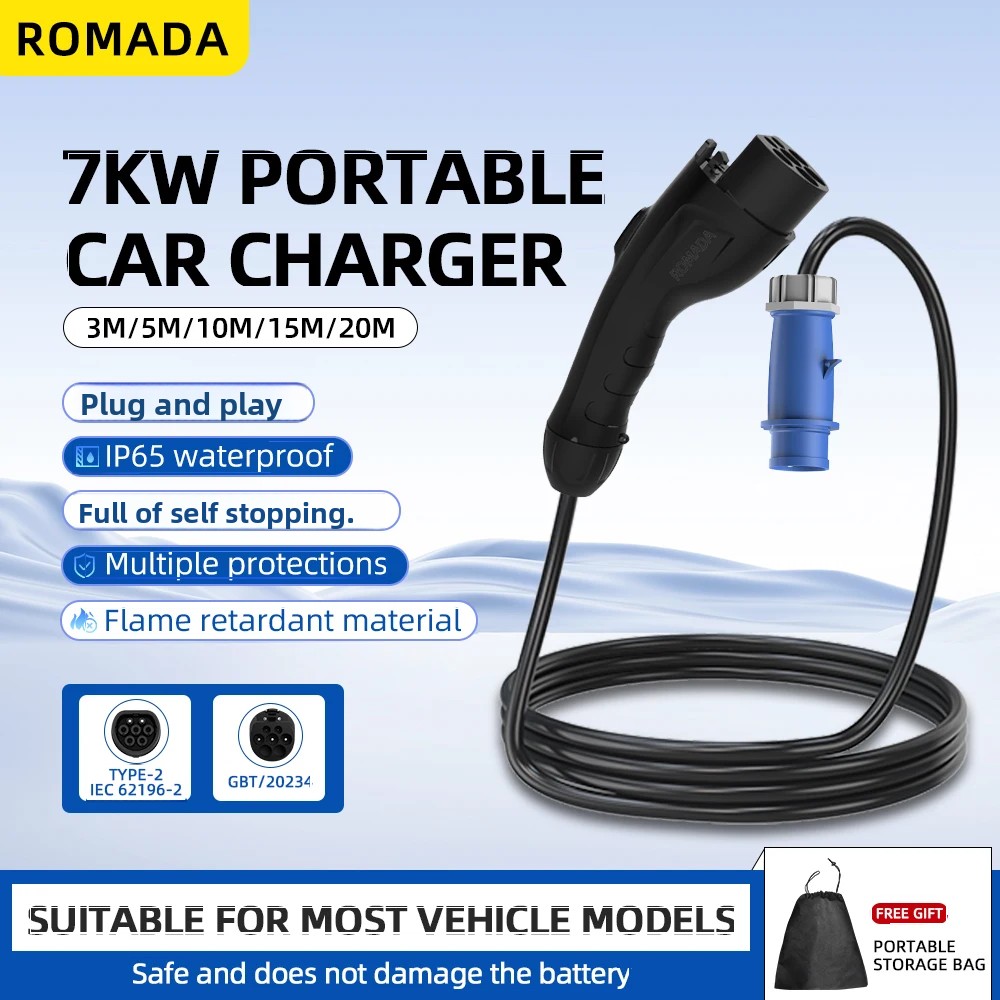 Ev Charger Adapter - 7KW 32A Electric Vehicle EV Portable