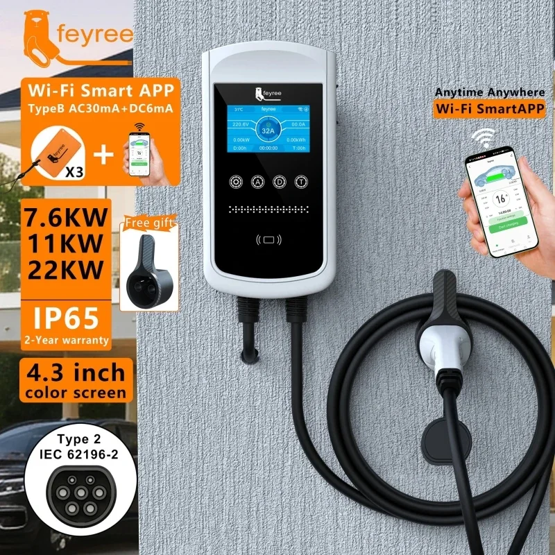 Wallbox Ev - Feyree Type2 EV Charger 32A 7.6KW