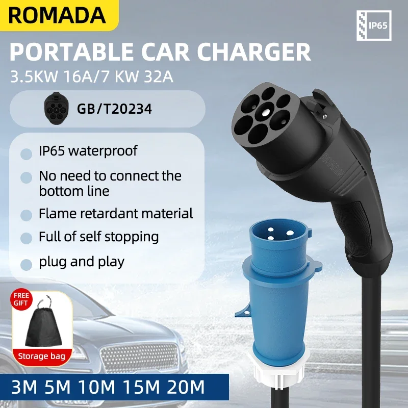 7KW 32A Electric Vehicle EV Po - огляд і ціна Ev Charger Adapter